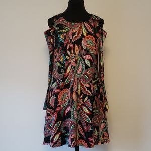 Cold shoulder paisley dress